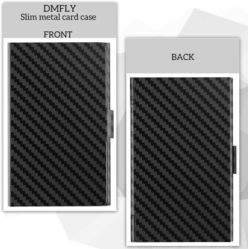 DMFLY Slim Minimalist Business Card Holder for Men & Women, Premium Metal Business Card Case, Pocket Name Card Holder, Buckle Style Shut, Classy Black - Image 4